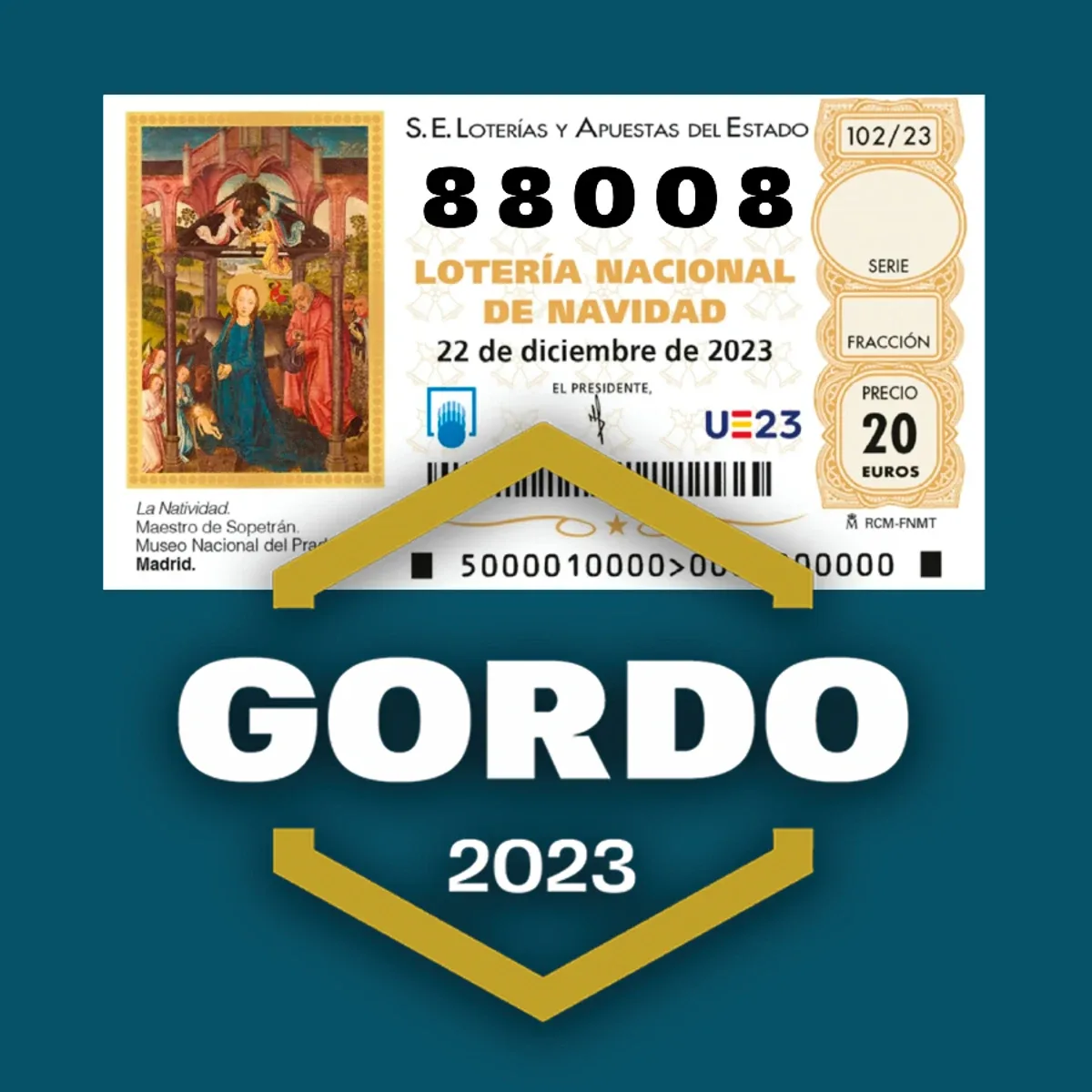 Billet de la loterie nationale de Noël espagnole, « El Gordo »